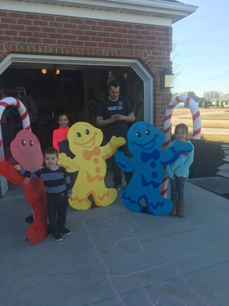 Sam Hornish Jr. at home with his three children