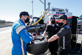 McLaughlin works with the No. 3 team during a recent test at Barber Motorsports Park