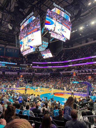 McLaughlin watched the Charlotte Hornets defeat the New York Knicks this season.