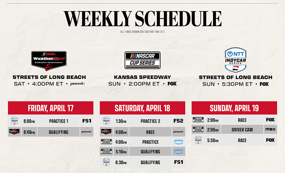 Tune In: Kansas NASCAR - Long Beach INDYCAR and IMSA